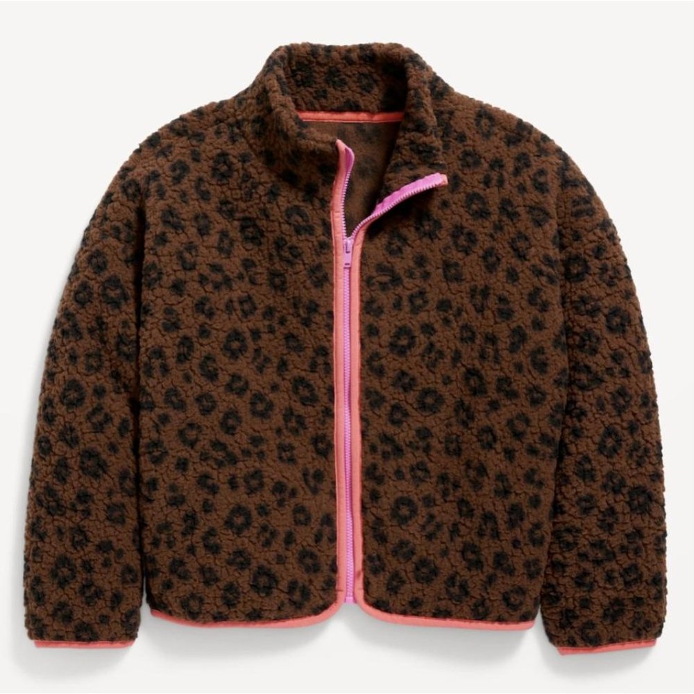NWT Cozy Sherpa Printed Zip-Front Jacket for Girls